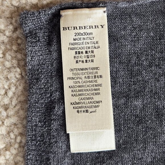 NWOT Burberry Knit Cashmere Striped Curved Scarf - Picture 5 of 10